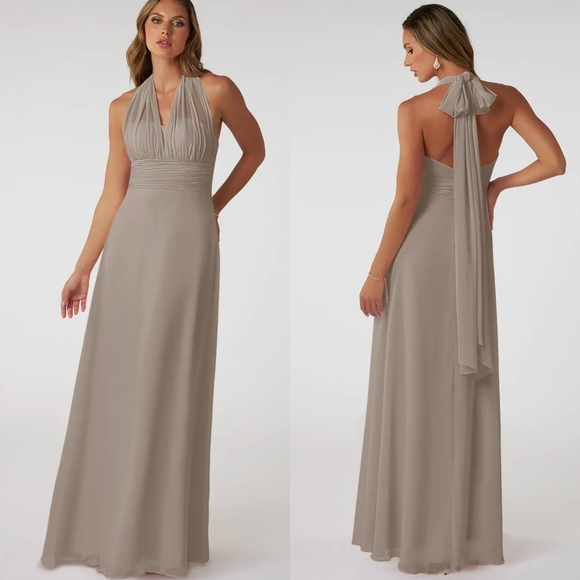 Azazie Dresses & Skirts - Azazie Taupe Fifi Convertible Bridesmaids Full Length Dress Size A12